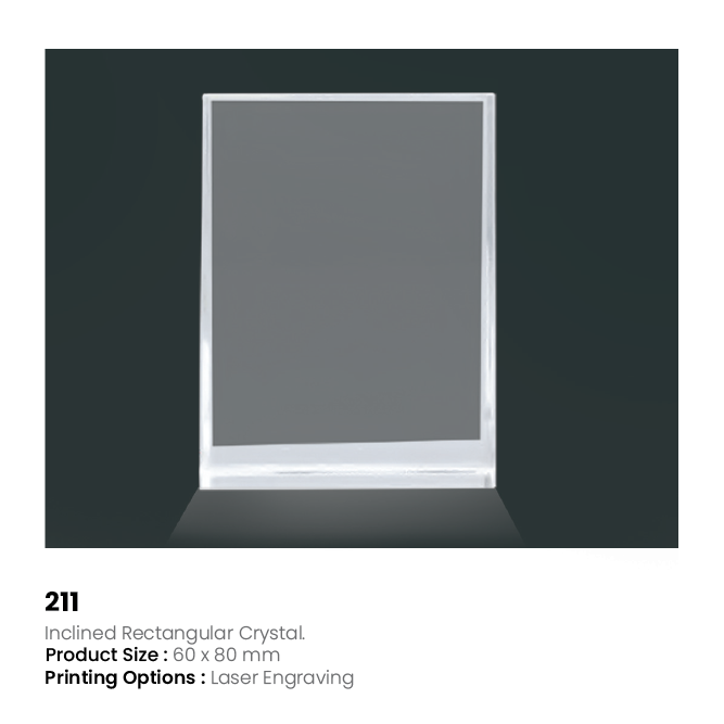 Custom Inclined Rectangular Crystal Award | Laser Engraved Crystal Plaque