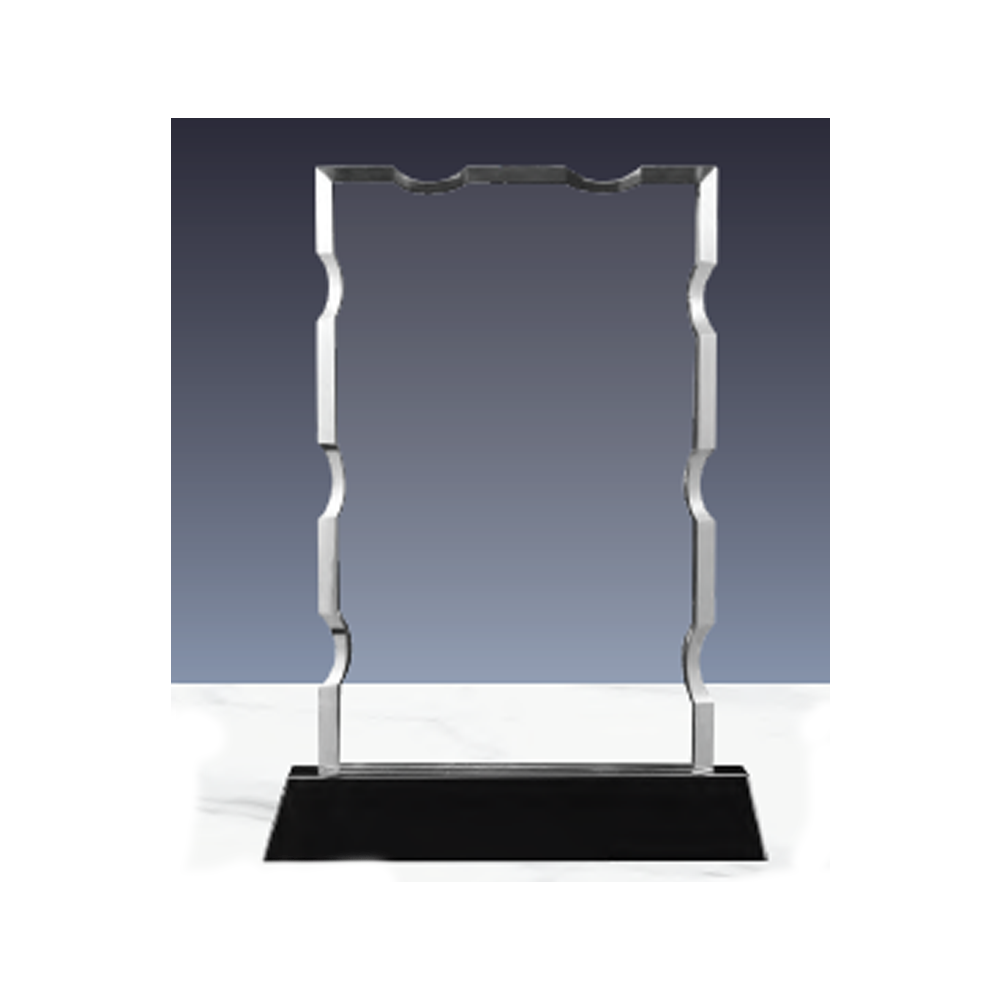 CR-04 Crystal Award with Black Base – Premium Glass Trophy (180 x 240 mm)