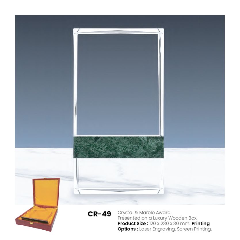 CR-49 Crystal & Marble Award Trophy | Custom Corporate Awards UAE