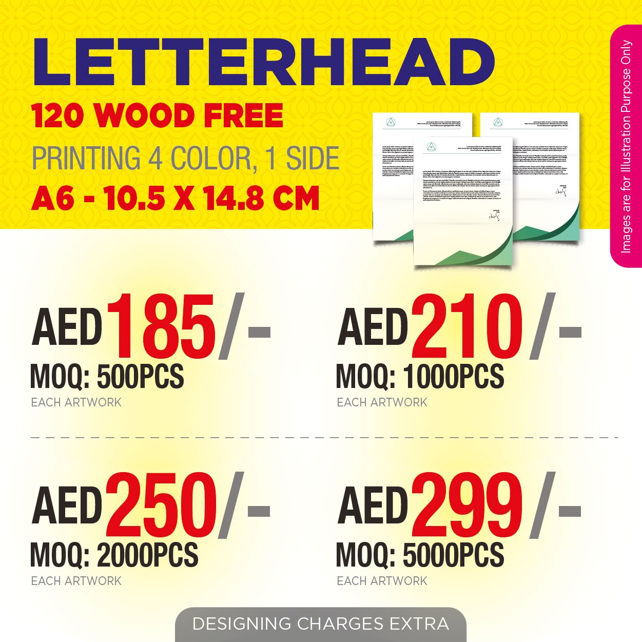 Custom Printed Letterheads UAE | 120gsm woodfree Corporate Letterhead Printing