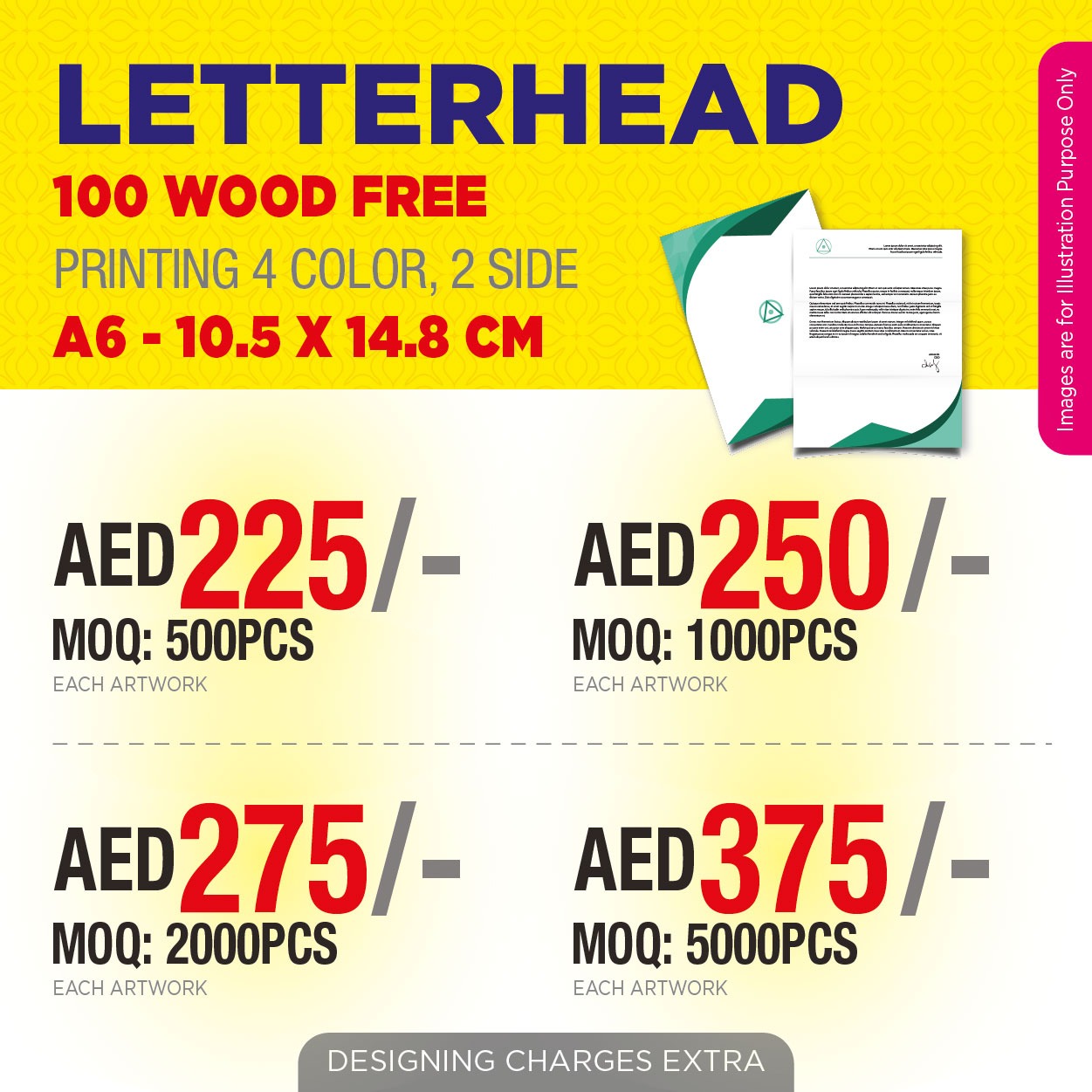 A6 Double-Sided Letterhead Printing UAE | 100 GSM Woodfree Paper