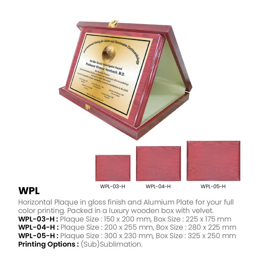 Custom Horizontal Wooden Plaque Award with Sublimation Plate