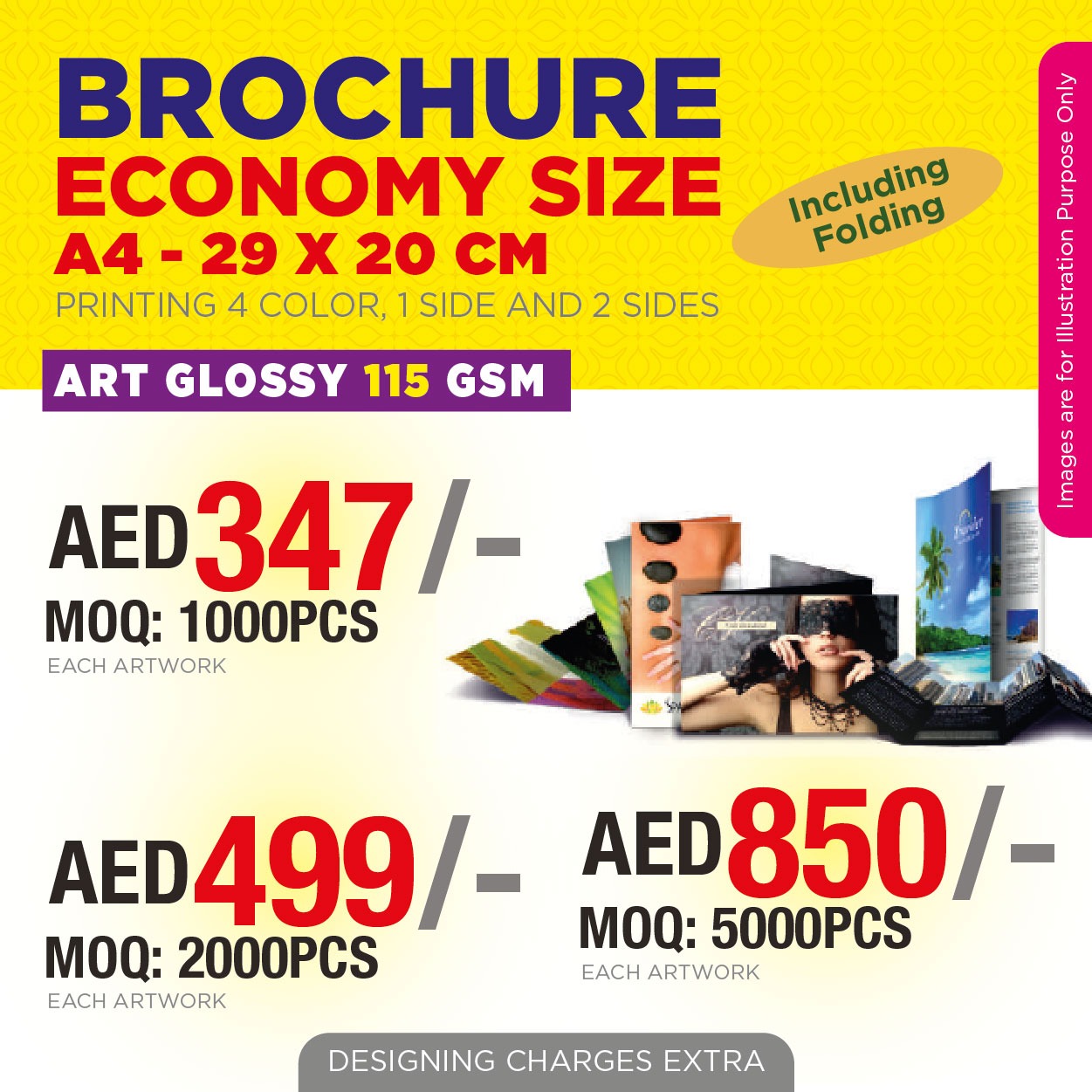 A4 Glossy Brochure Printing UAE | 115 GSM Art Glossy Paper