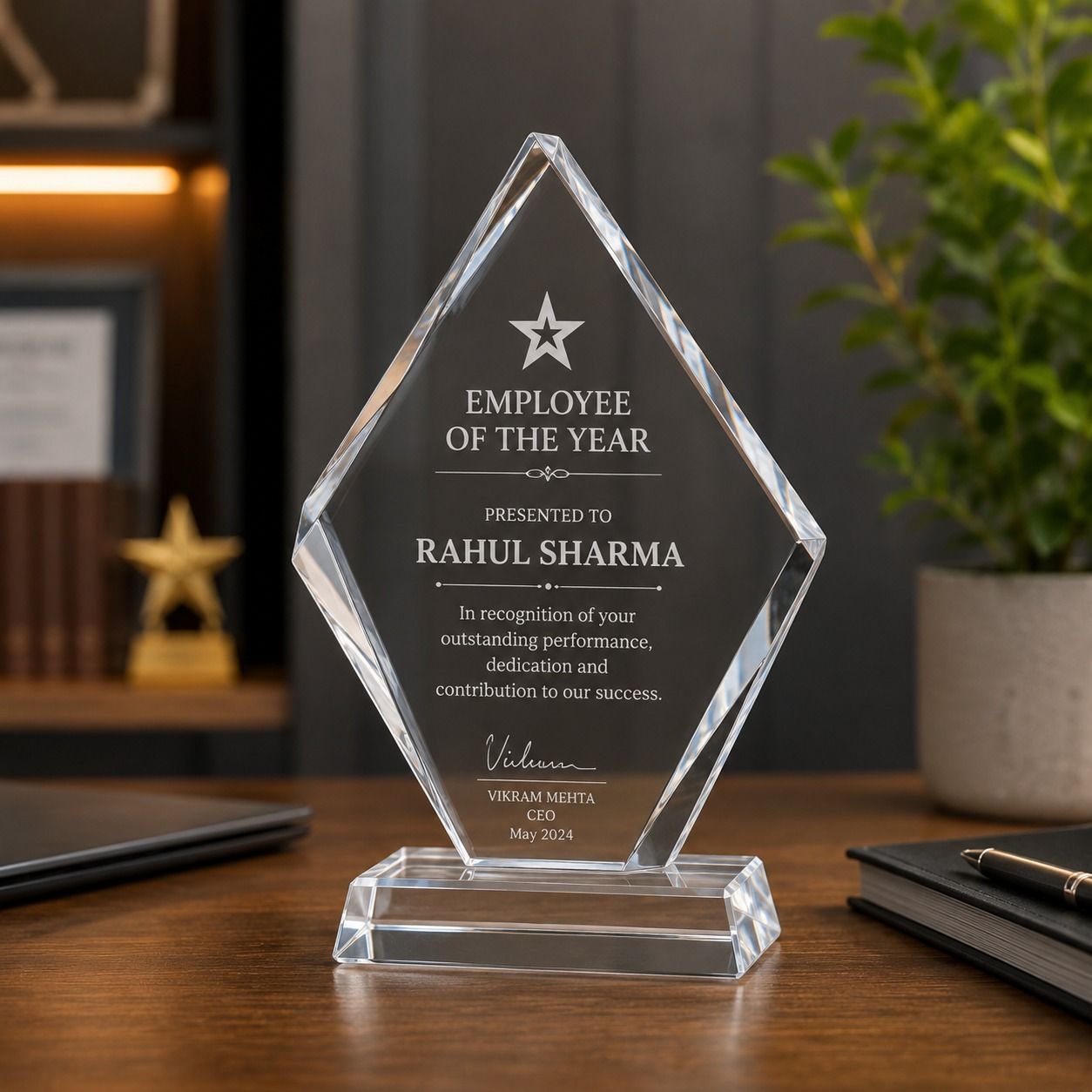 Custom Diamond Crystal Photo Plaque | Sublimation Crystal Award & Keepsake
